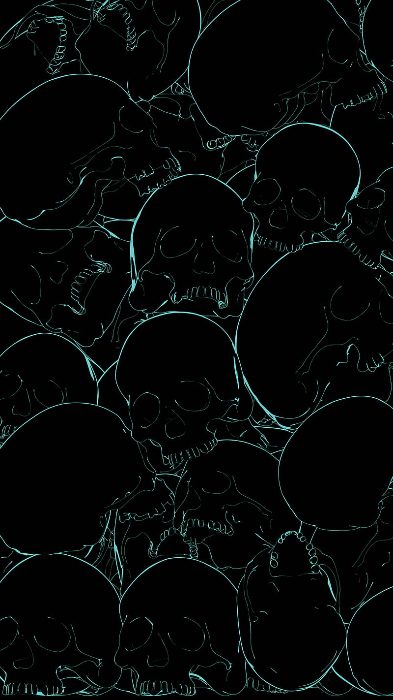 Bag of Skulls, Ancient, black, dark, green, oled, scary, HD phone wallpaper
