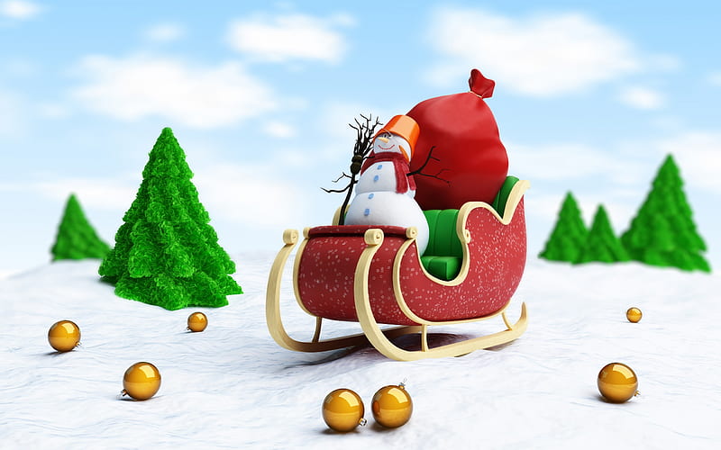 Premium AI Image | Happy Christmas wallpaper Santa Claus Snowman 3d render  christmas elements