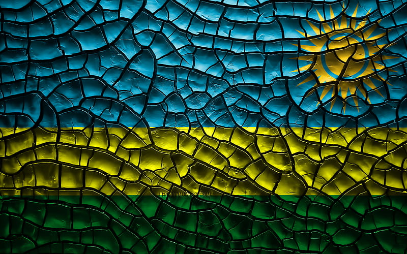 Flag of Rwanda cracked soil, Africa, Rwanda flag, 3D art, Rwanda, African countries, national symbols, Rwanda 3D flag, HD wallpaper