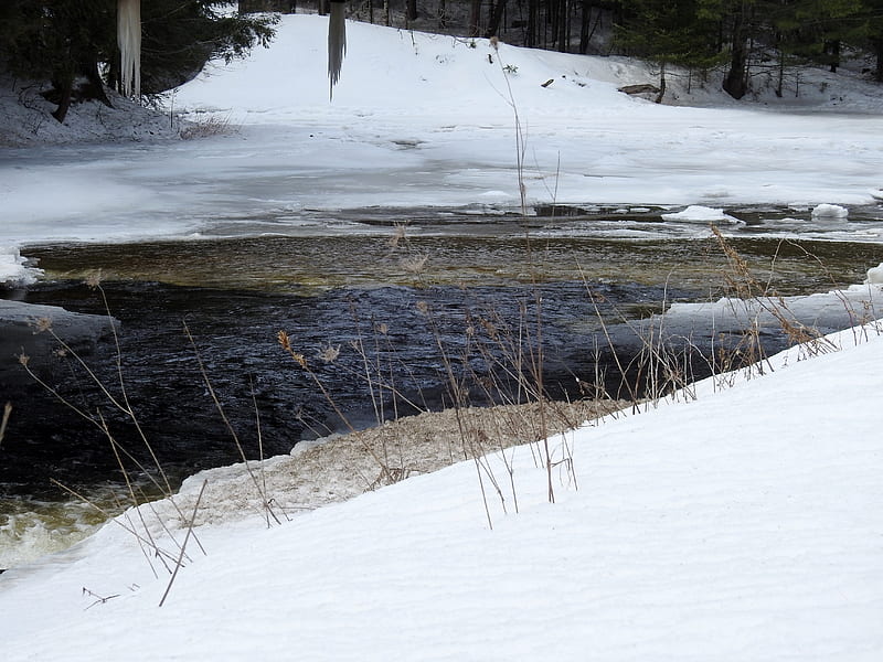 The Thaw Begins, Creek, Winter, Nature, Water, graphy, Snow, HD wallpaper