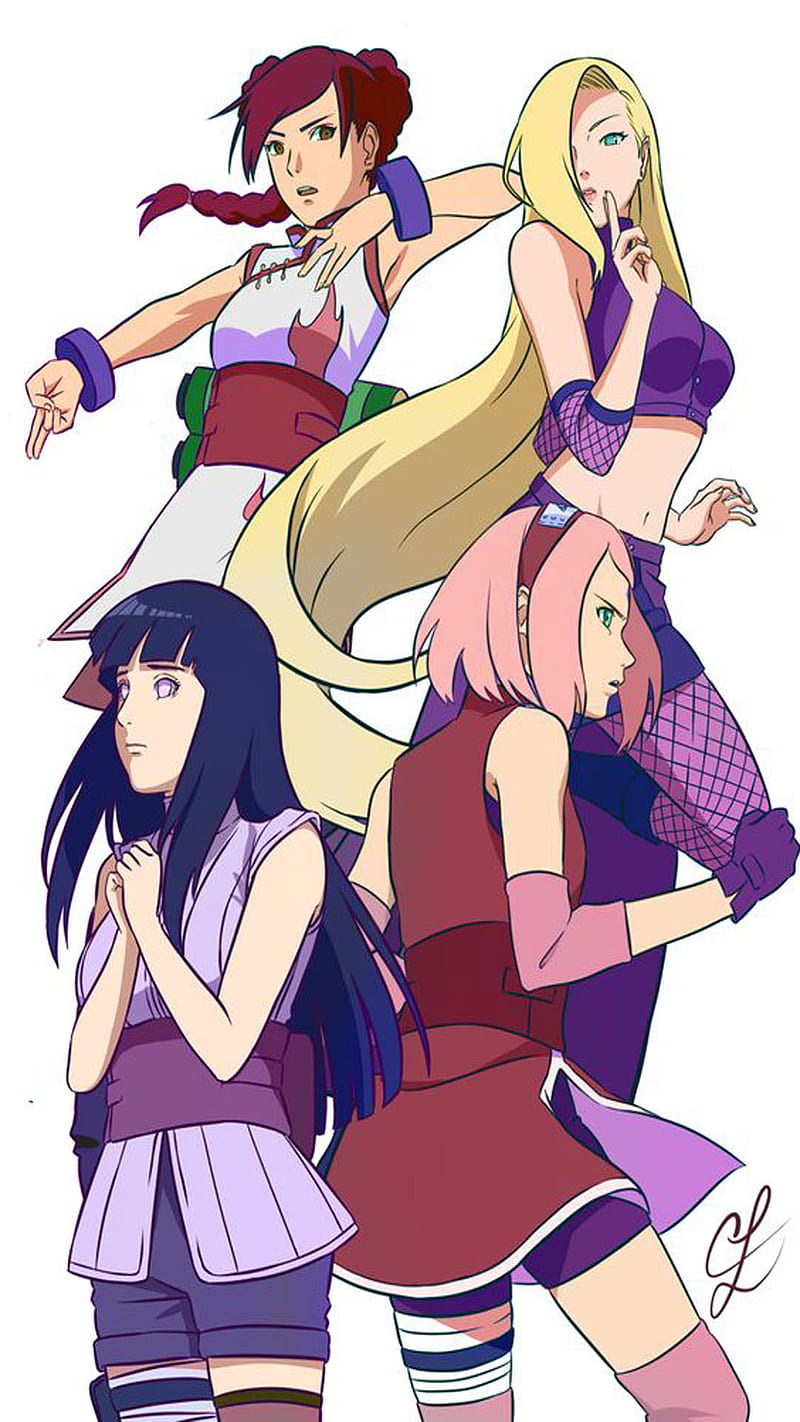 Sakura, anime, girls, hinata, ino, naruto, ninja, HD phone wallpaper