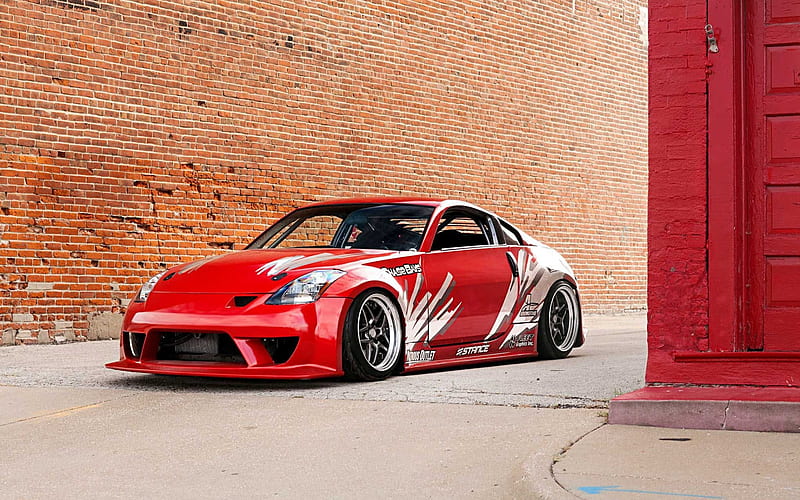 Nissan 350Z, type n, red sports coupe, tuning 350Z, red 350Z, Japanese cars, Nissan, HD wallpaper