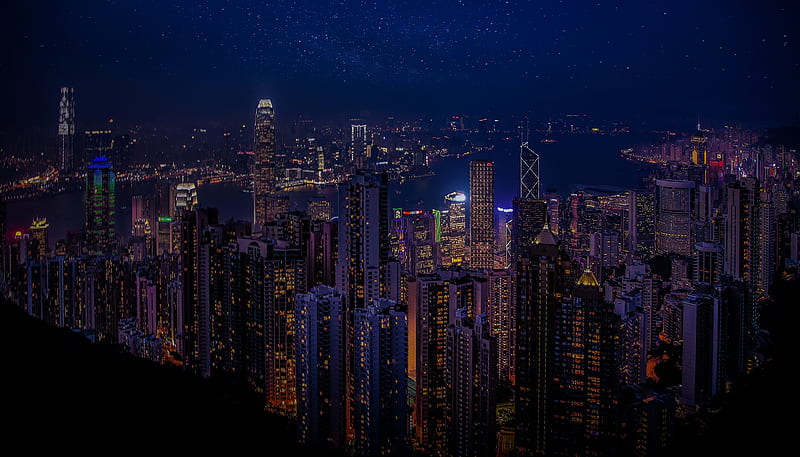 Hong Kong China Skycrappers, hong-kong, world, lights, city, skycrapper, buildings, HD wallpaper