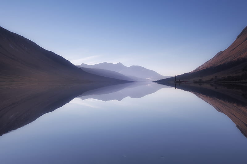 united kingdom, loch etive, tranquility, mountains, reflection, clear sky, Nature, HD wallpaper