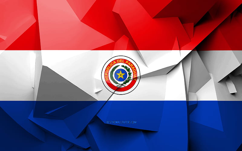 Flag of Paraguay, geometric art, South American countries, Paraguayan flag, creative, Paraguay, South America, Paraguay 3D flag, national symbols, HD wallpaper