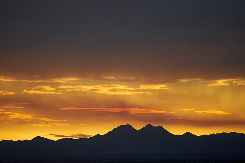 Mountains Silhouette During Sunset, HD wallpaper