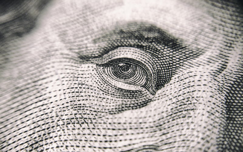 dollar, eye of Franklin, US currency, USA, HD wallpaper