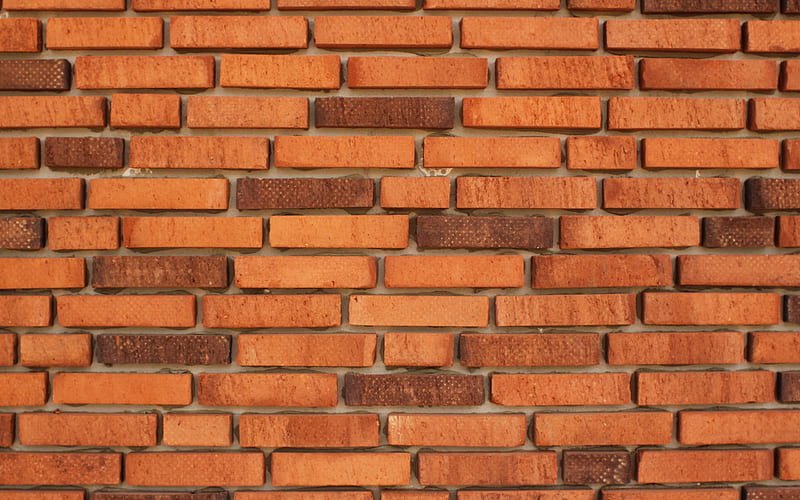 brick wall, wall texture, bricks, orange bricks, HD wallpaper
