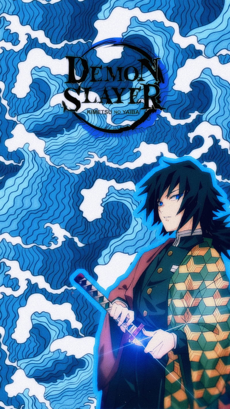 Demon Slayer, anime, blue, giyuu tomioka, kimetsu no yaiba, HD phone ...