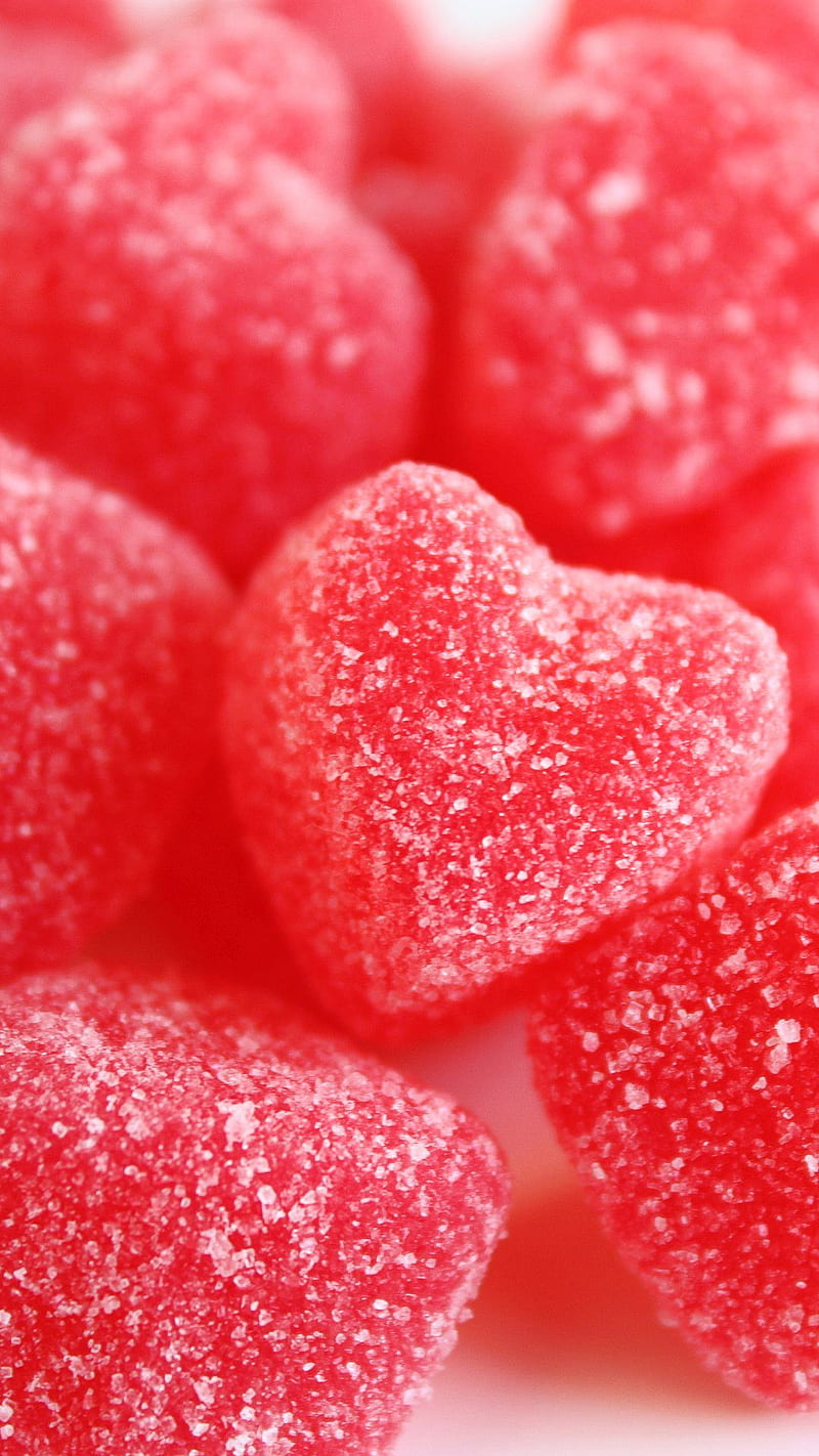 Candies, cherry, chewy, gummy, corazones, jelly, HD phone wallpaper