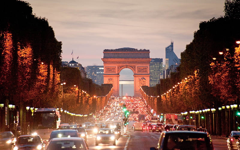 Paris Arc De Triomphe-France landscape, HD wallpaper