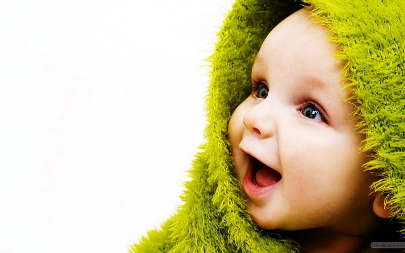 Cute small baby with smile in green, Smile, Cute baby, Child, Eyes, HD wallpaper