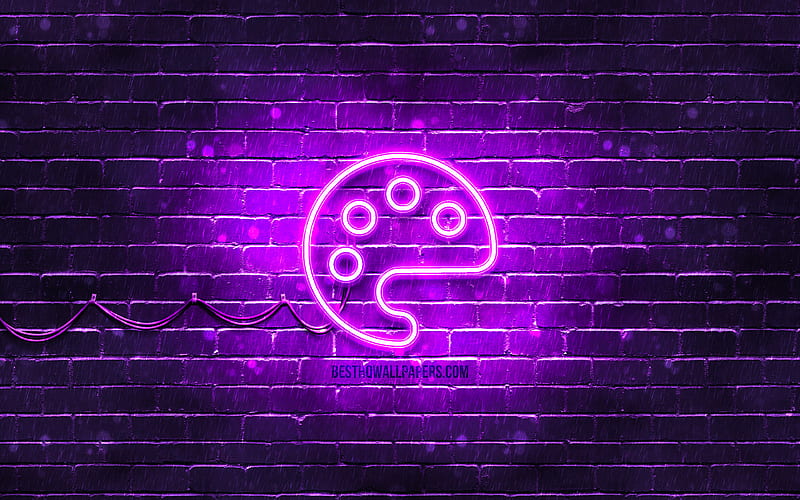 Color Palette neon icon violet background, neon symbols, Color Palette, creative, neon icons, Color Palette sign, computer signs, Color Palette icon, computer icons, HD wallpaper