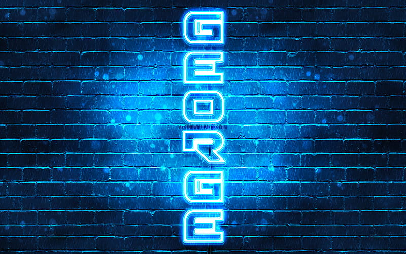 George, vertical text, George name, with names, blue neon lights, with George name, HD wallpaper