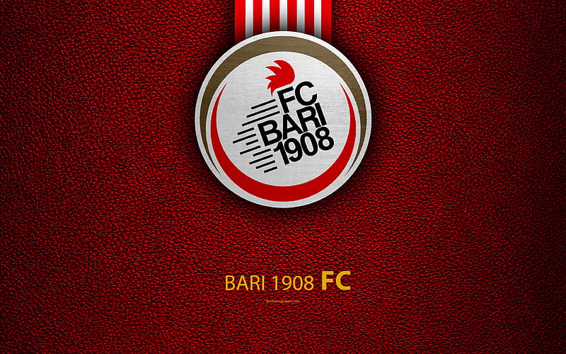 Bari 1908 Italian football club, logo, Bari, Italy, Serie B, red leather texture, football, Italian Football Championships, HD wallpaper