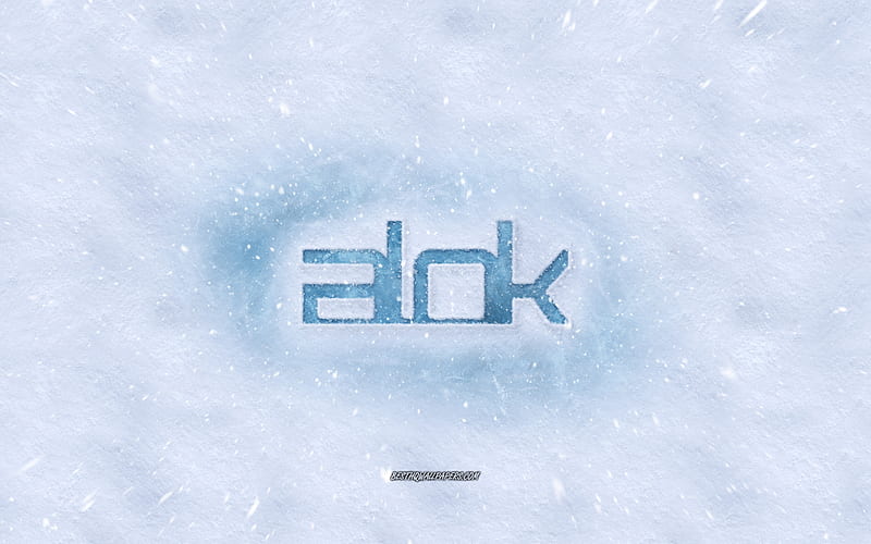Alok logo, winter concepts, snow texture, Alok Achkar Peres Petrillo, snow background, Alok emblem, winter art, Alok, HD wallpaper