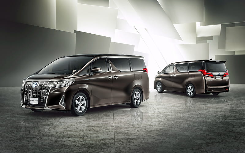 Toyota Alphard, 2020, exterior, luxury minibus, front view, new brown Alphard, japanese cars, Toyota, HD wallpaper