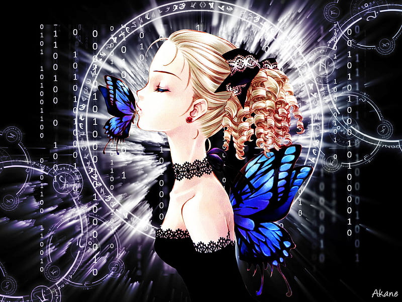 Anime girl Wallpaper 4K, Beautiful, Butterflies