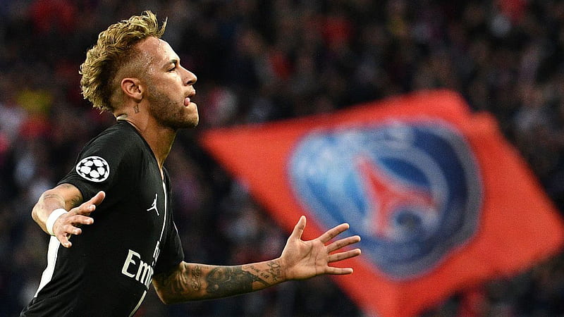 Neymar Jr Is Wearing Black Sports Dress Standing In Blur Background Psg Hd Wallpaper Peakpx