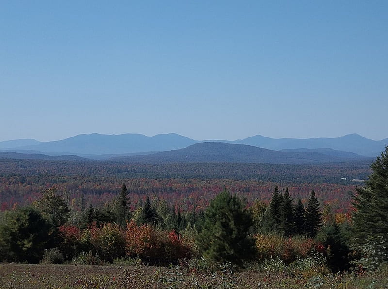 Autumn in Maine, Fall, mountains, Maine, woods, Autumn, sky, HD wallpaper