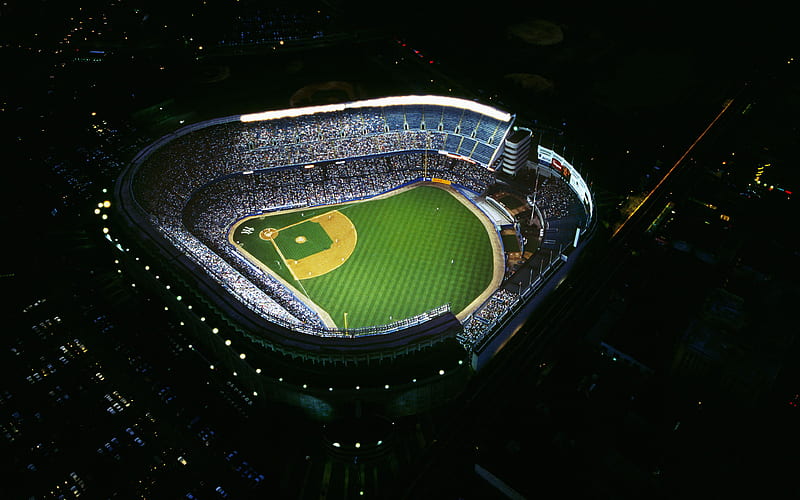 Yankee Stadium night, view from above, New York Yankees, MLB, USA, America, HD wallpaper