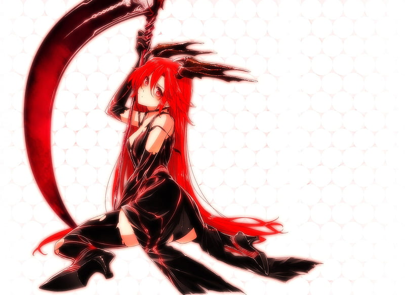 Lisara Restall, stunning, cg, blush, thigh highs, incredible, anime, anime girl, weapon, art, black, sexy, demon, high class, digital, devil, red eyes, red, artistic, boots, lisara, thighhighs, reaper, dakara boku wa h ga dekinai, scythe, hot, butt, outfit, amazing, fantastic, red hair, ecchi, restall, shinigami, girl, uniform, HD wallpaper Lisara Restall, stunning, cg, blush, thigh highs, incredible, anime, anime girl, weapon, art, black, sexy, demon, high class, digital, devil, red eyes, red, artistic, boots, lisara, thighhighs, reaper, dakara boku wa h ga dekinai, scythe, hot, butt, outfit, amazing, fantastic, red hair, ecchi, restall, shinigami, girl, uniform, HD wallpaper
