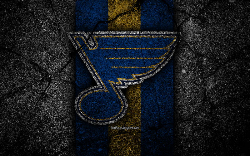 St Louis Blues, logo, hockey club, NHL, black stone, Western Conference, USA, Asphalt texture, hockey, Central Division, HD wallpaper
