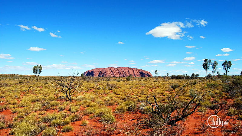 ayers rock, australia, desert, sky, rock, HD wallpaper