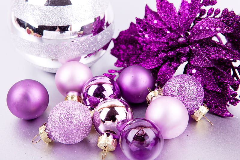 Christmas Decoration, merry christmas, balls, christmas, magic christmas, purple balls, xmas, HD wallpaper