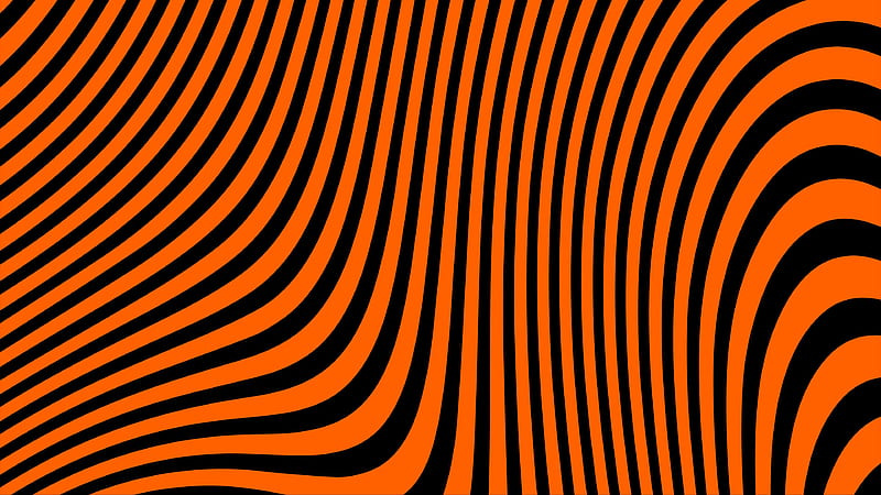 Orange Black Stripes Waves Bends Abstraction Abstract, HD wallpaper