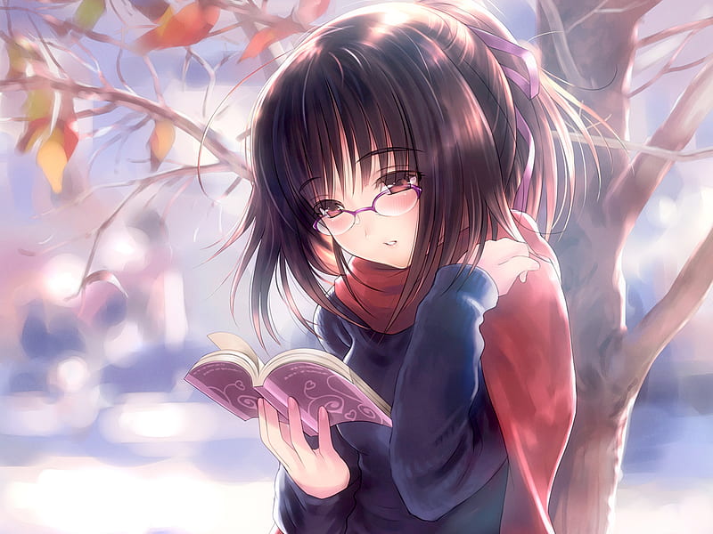 Beautiful Reading, red, art, beauty anime, anime, book, peace, anime girl, read, HD wallpaper