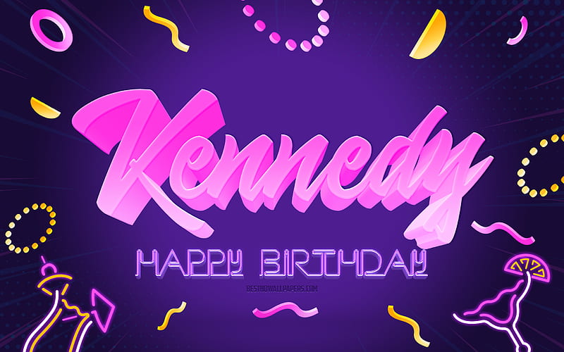 Happy Birtay Kennedy Purple Party Background, Kennedy, creative art, Happy Kennedy birtay, Kennedy name, Kennedy Birtay, Birtay Party Background, HD wallpaper