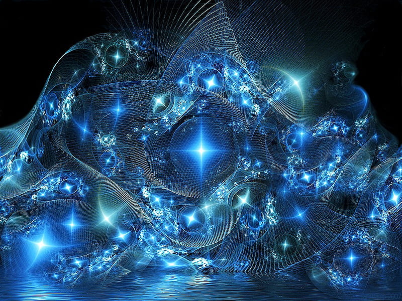 Blue diamonds, shapes, blue shades, fractal, color, abstract, light, HD wallpaper