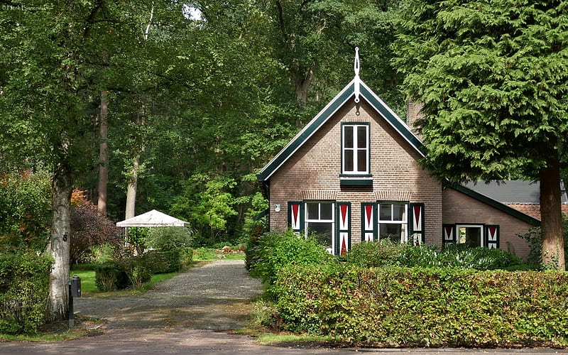 House in Holland, Netherlands, house, Holland, Netherlands, landscape, HD wallpaper