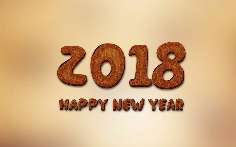 Happy New Year 2018, cookie, art, New Year 2018, creative, Christmas, HD wallpaper