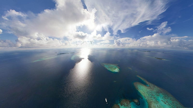 Wondrous ocean view, islands, view, ocean, reefs, clouds, HD wallpaper ...