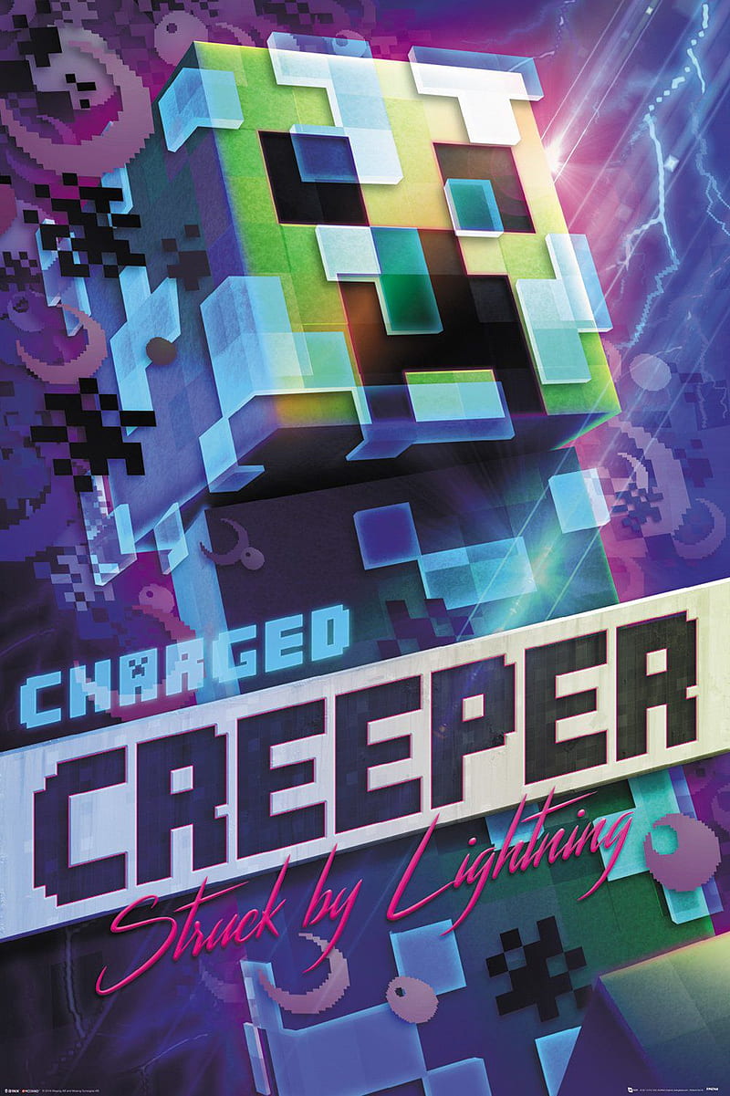 Charged creeper, electric, minecraft, HD phone wallpaper
