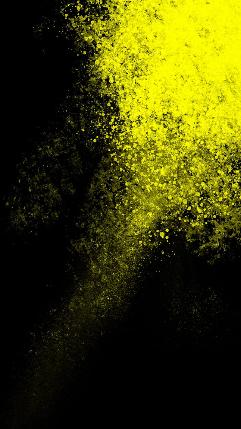 powder 2, abstract powder, black, color, cool, painting, pattern, simple, splash, texture, yellow, HD phone wallpaper