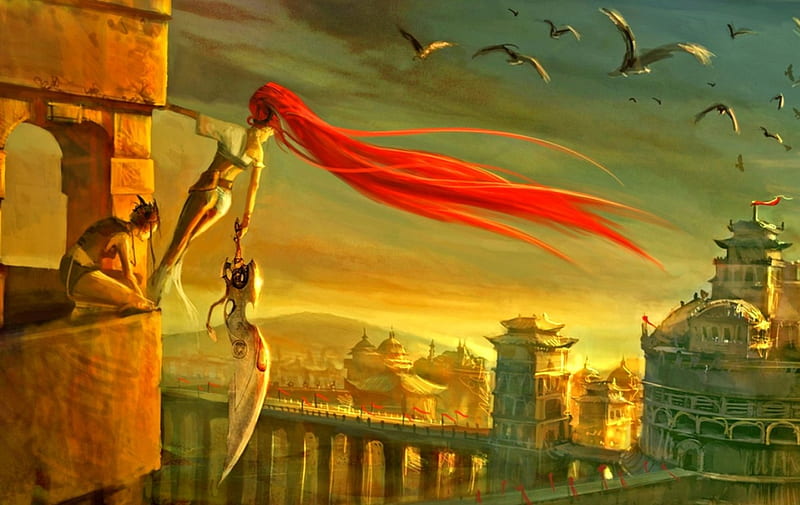 Heavenly Sword, warrior, fantasy women, video game, magic, sword, HD wallpaper