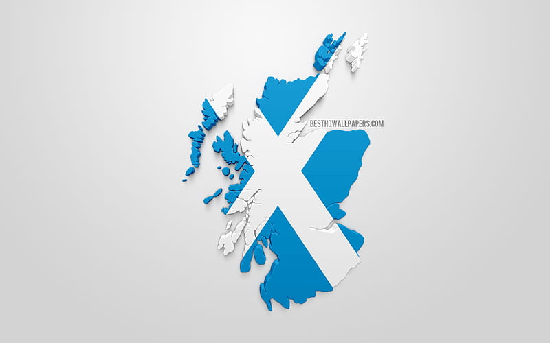 3d flag of Scotland, map silhouette of Scotland, 3d art, Scotland 3d flag, Europe, Scotland, geography, Scotland 3d silhouette, HD wallpaper