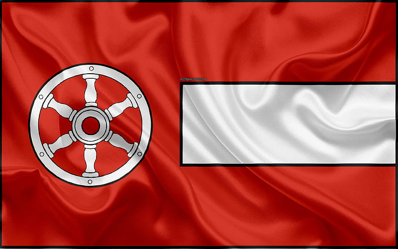 Flag of Erfurt silk texture, red silk flag, coat of arms, German city, Erfurt, Thuringia, Germany, symbols, HD wallpaper