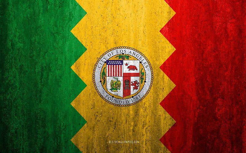 Flag of Los Angeles, California stone background, American city, grunge flag, Los Angeles, USA, Los Angeles flag, grunge art, stone texture, flags of american cities, HD wallpaper