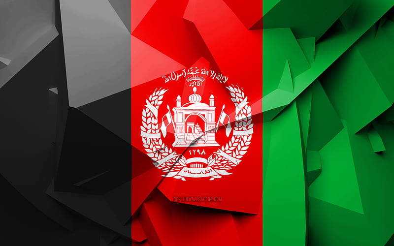 Flag of Afghanistan, geometric art, Asian countries, Afghan flag, creative, Afghanistan, Asia, Afghanistan 3D flag, national symbols, HD wallpaper