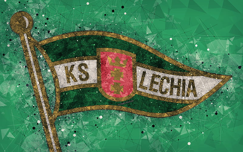 Lechia Gdansk geometric art, logo, green abstract background, Polish football club, Ekstraklasa, Gdansk, Poland, football, creative art, HD wallpaper