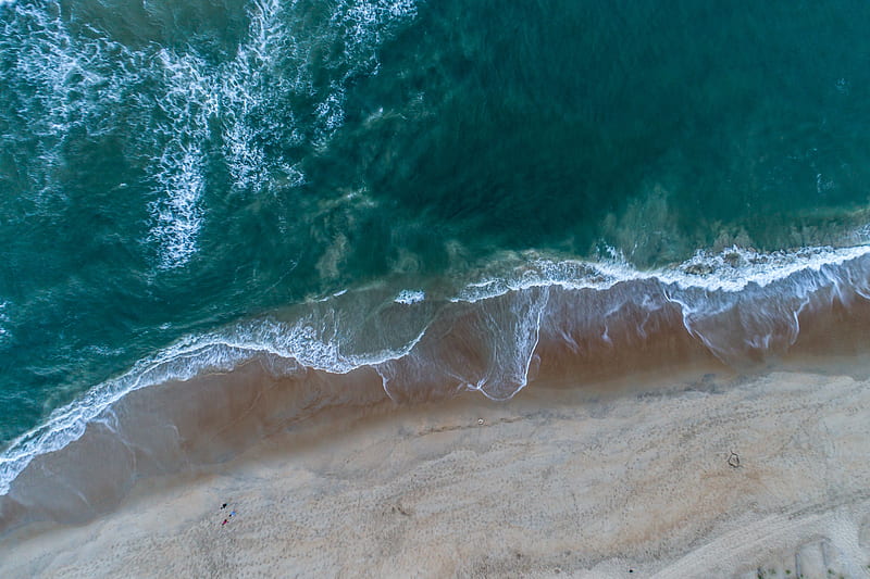 Beach And Waves Seen From Above, HD wallpaper