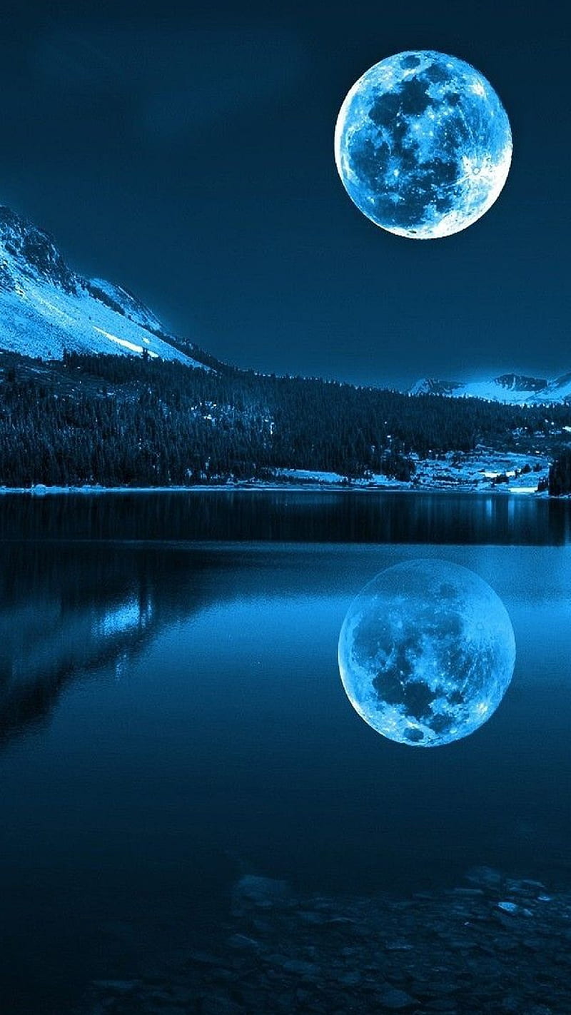 Night Moon, awesome, blue, dark, galaxy s duos, HD phone wallpaper