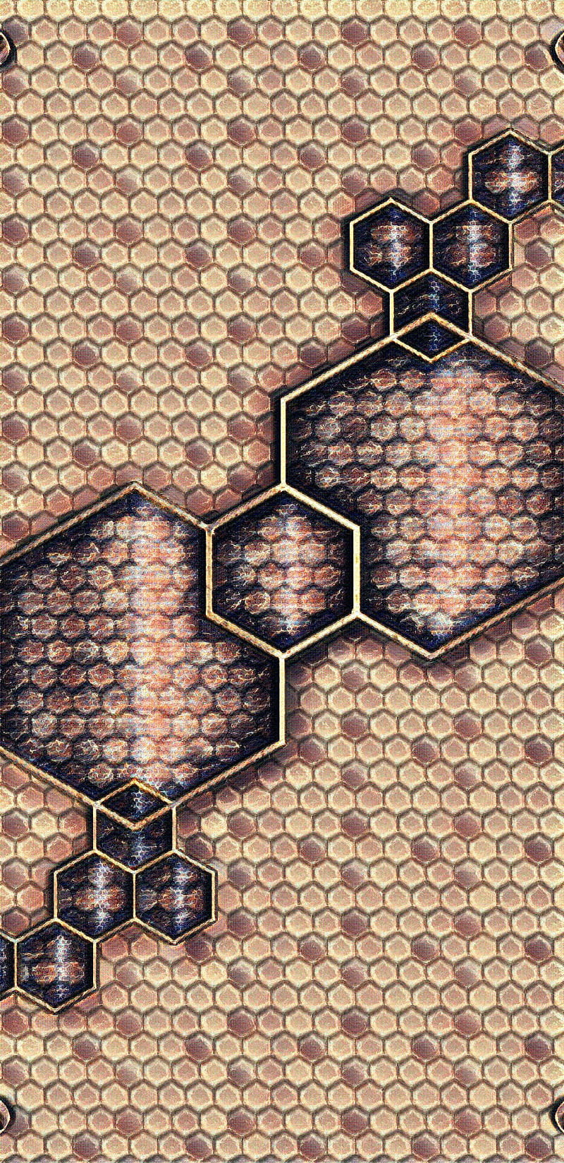 Hex Scale 21, abstract, beown, black, brown, gray, hexagon, honeycomb, modern, pattern, tan, HD phone wallpaper