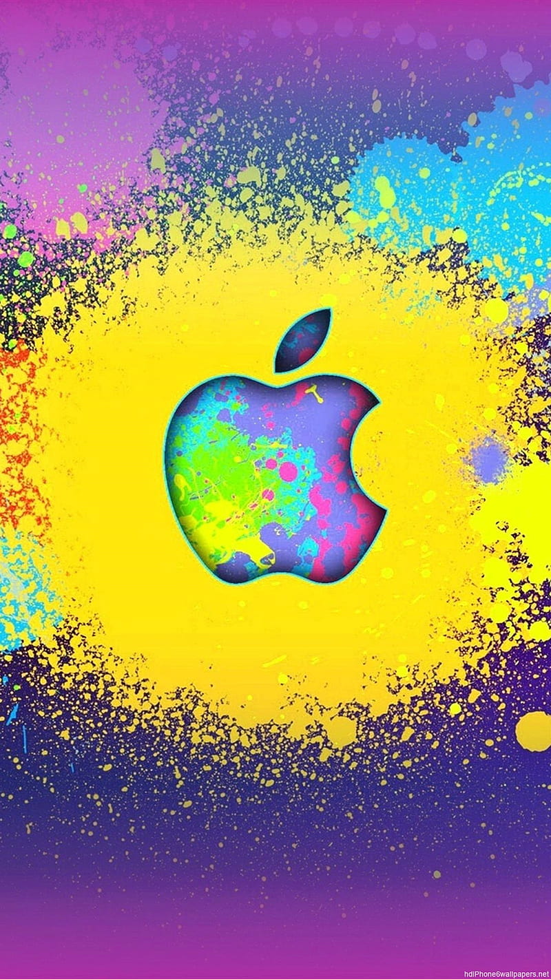 Bright Color Apple Logo , brand, colorful, HD phone wallpaper