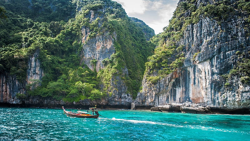 Phi Phi Islands Thailand, oceans, islands, boats, nature, phi phi,  thailand, HD wallpaper | Peakpx