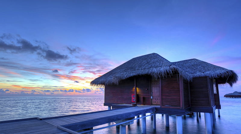 Fabulous thatched roof bungalows in the maldives r, bridge, bungalows ...